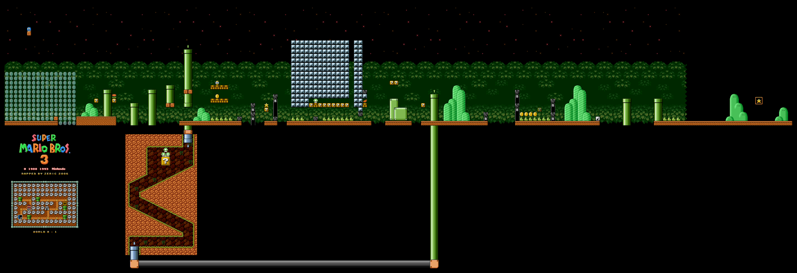 Super Mario Bros. 3 — World 8-1 SNES map
