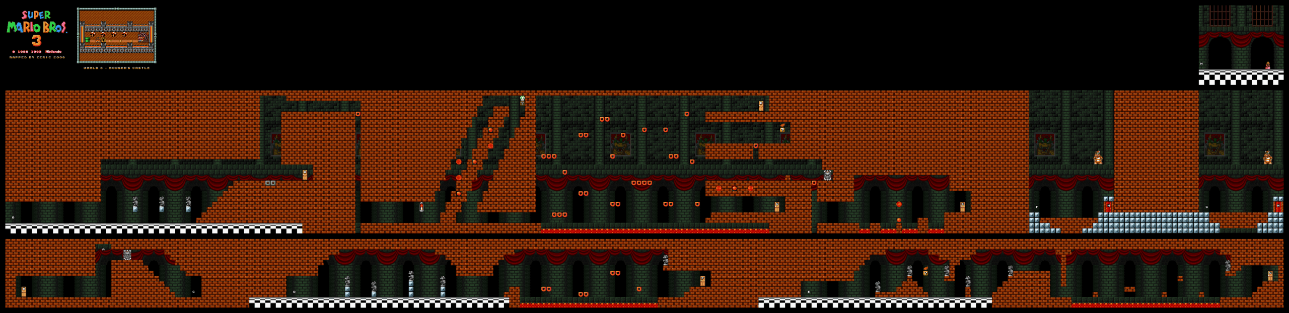 Super Mario Bros. 3 — Bowser’s Castle SNES map