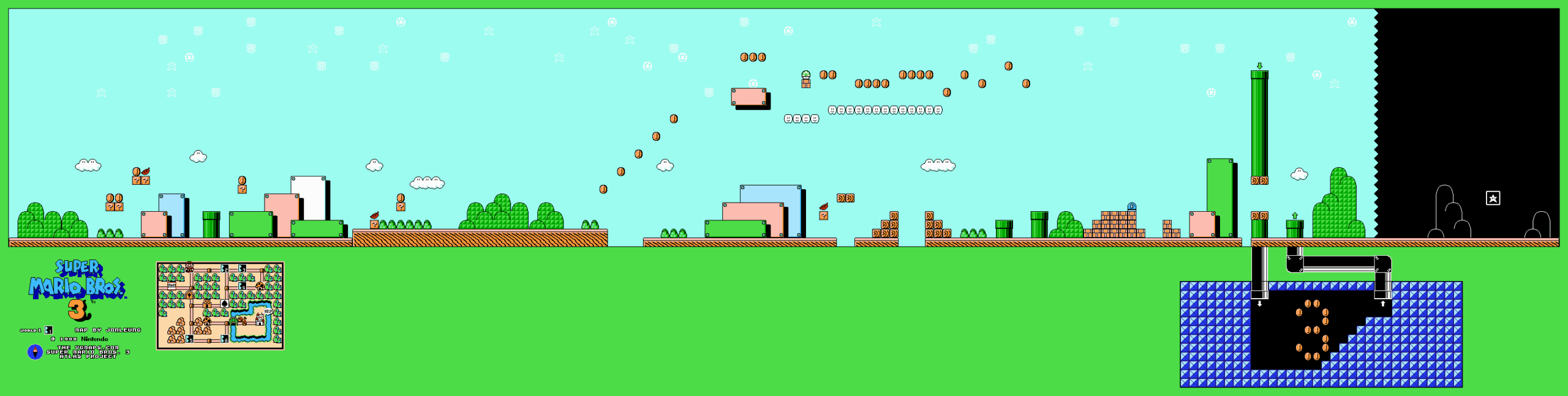 Super Mario Bros. 3 — World 1-1 NES map