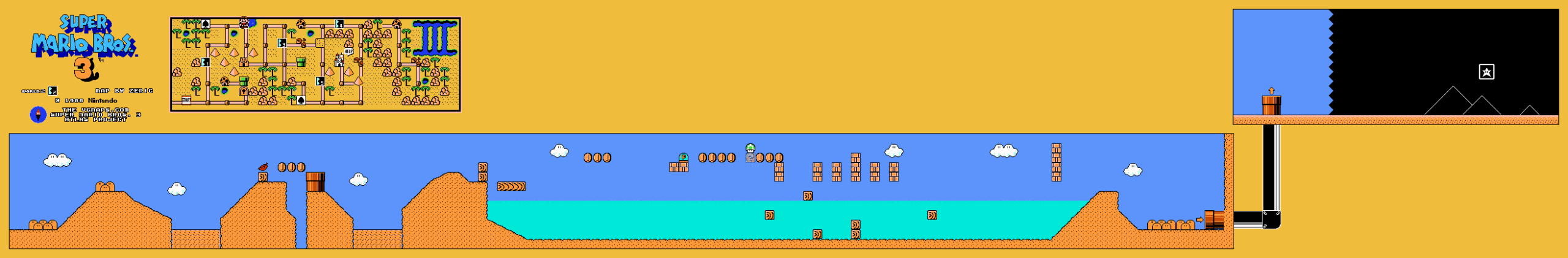 Super Mario Bros. 3 — World 2-2 NES map