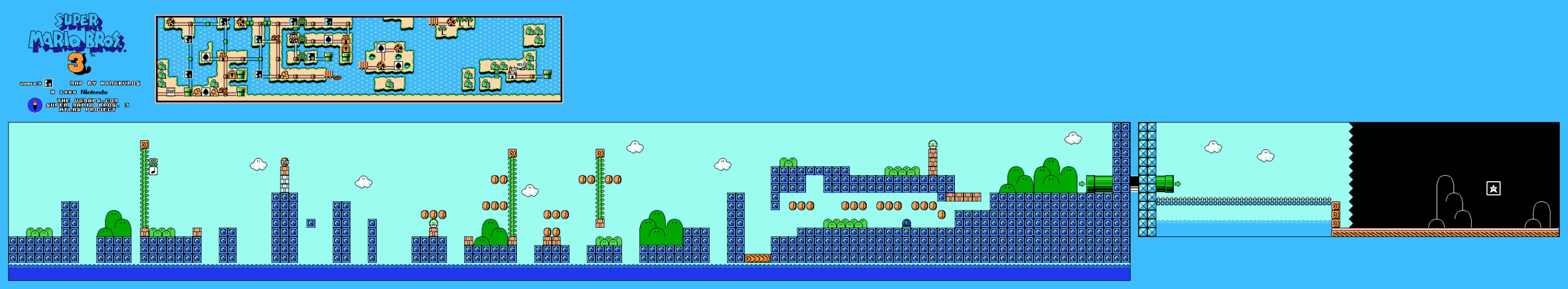 Super Mario Bros. 3 — World 3-8 NES map