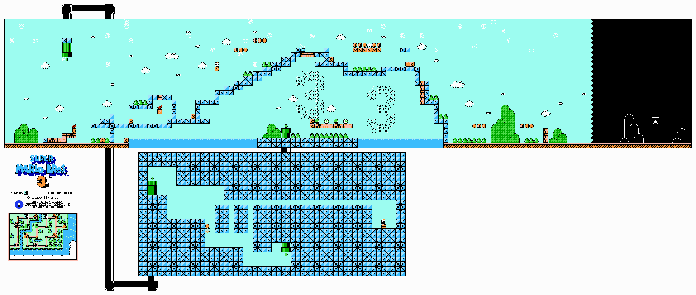 Super Mario Bros. 3 — World 5-1 NES map