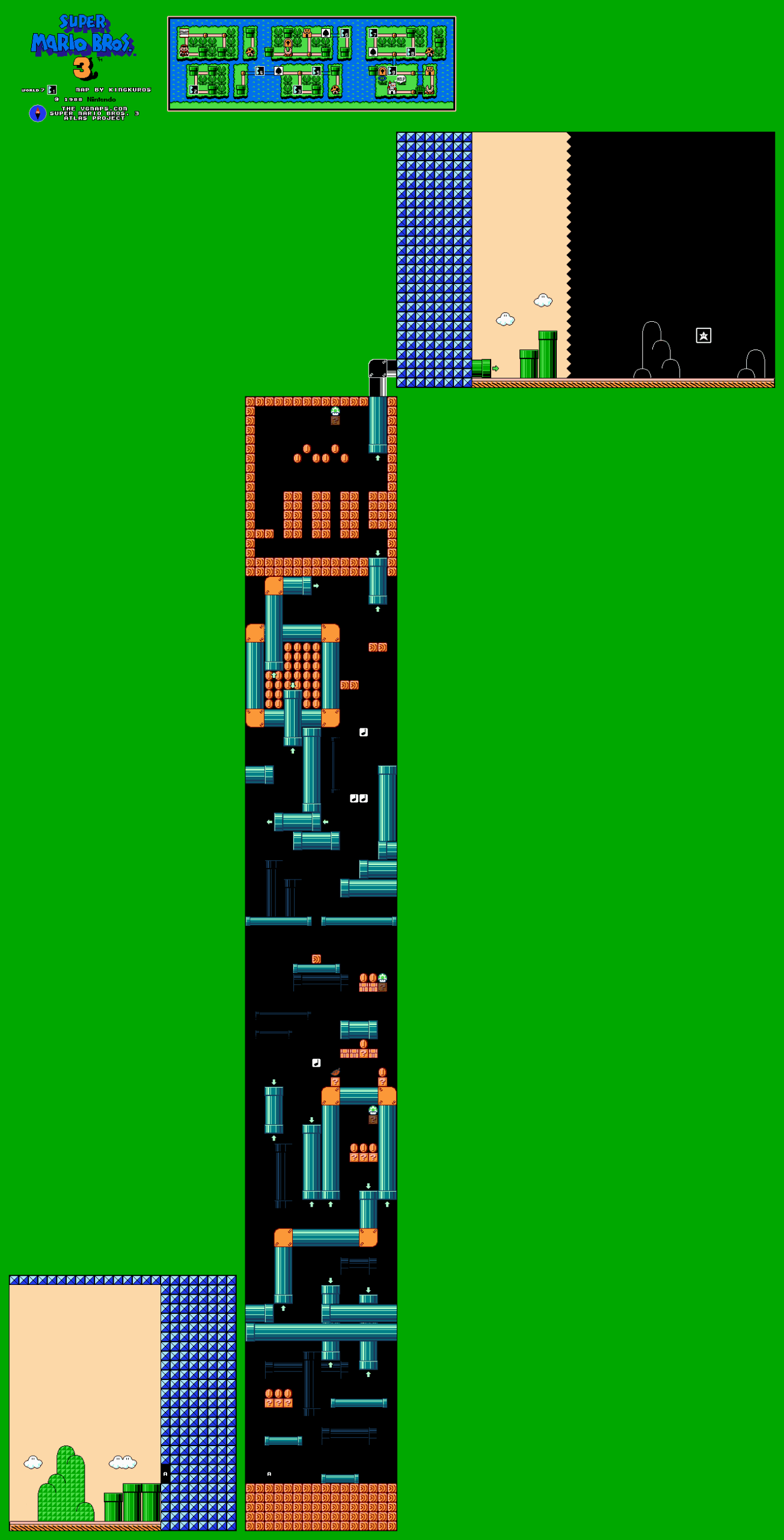 Super Mario Bros. 3 — World 7-1 NES map