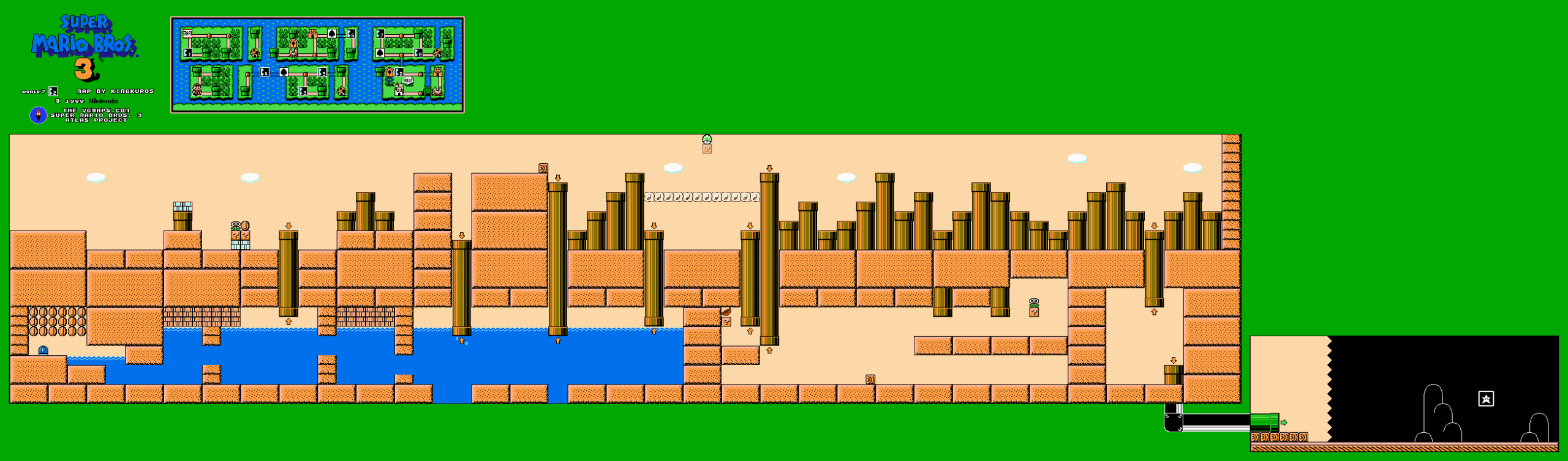 Super Mario Bros. 3 — World 7-2 NES map