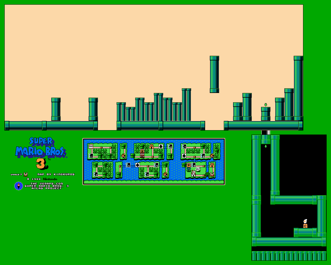Super Mario Bros. 3 — Piranha Plant course 1 NES map