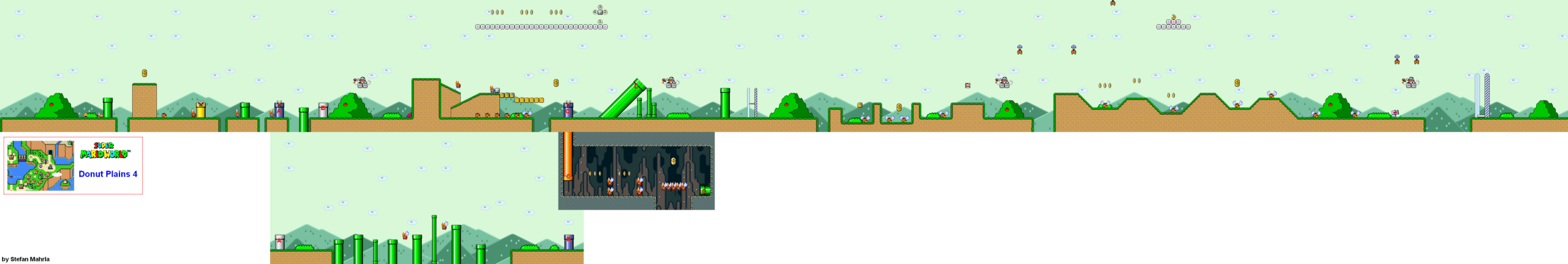 Donut Plains 4 level map — Super Mario World (SNES)