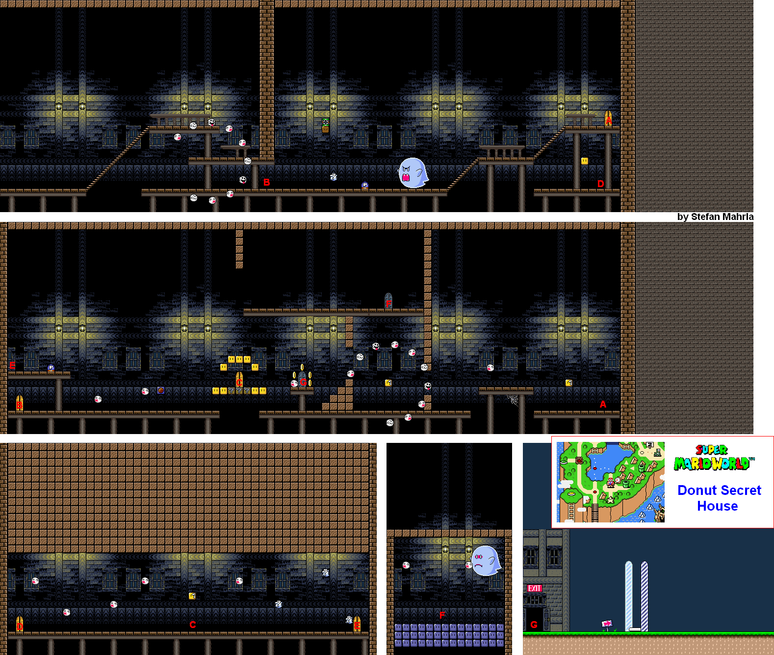 Donut Secret House level map — Super Mario World (SNES)