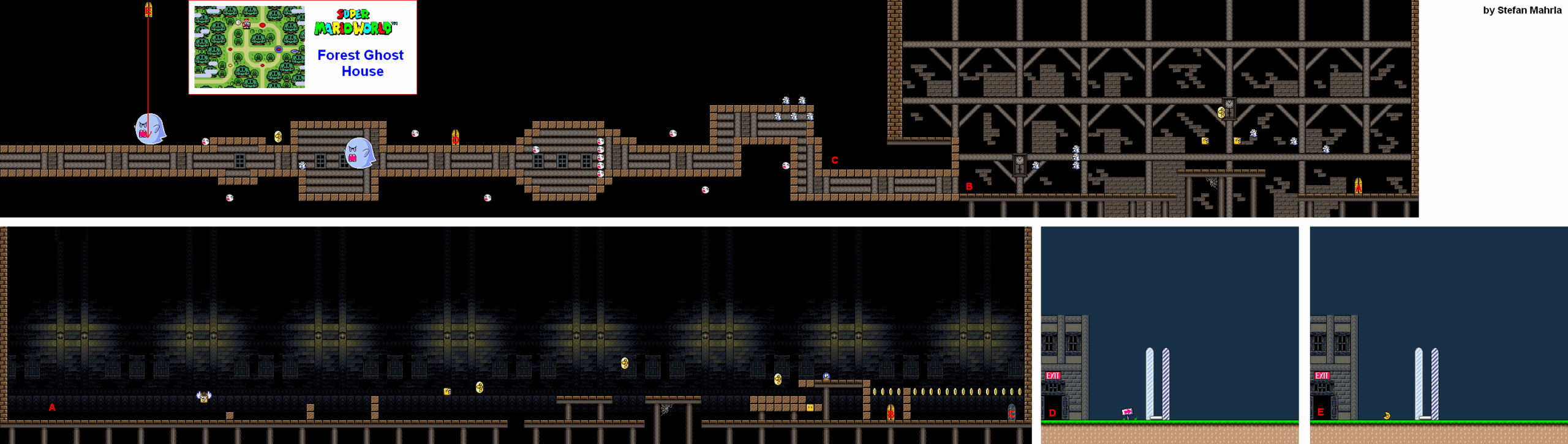 Forest Ghost House level map — Super Mario World (SNES)