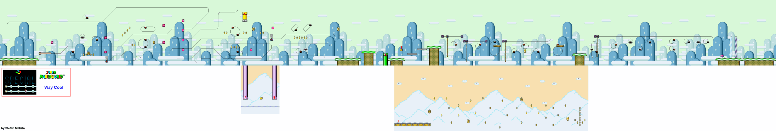 Way Cool level map — Super Mario World (SNES)
