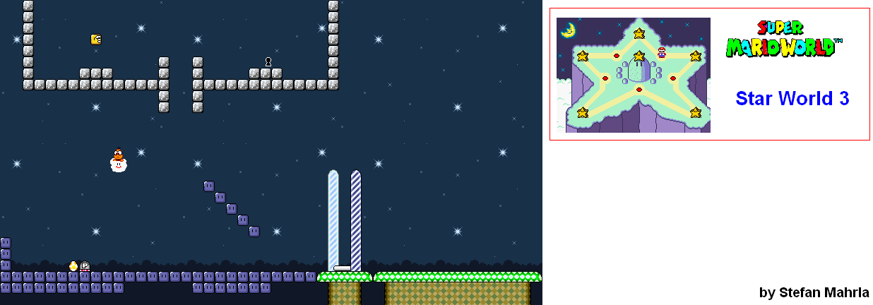 Star World 3 level map — Super Mario World (SNES)