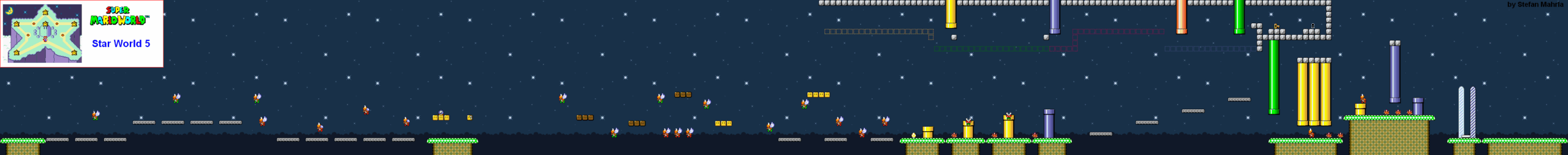 Star World 5 level map — Super Mario World (SNES)