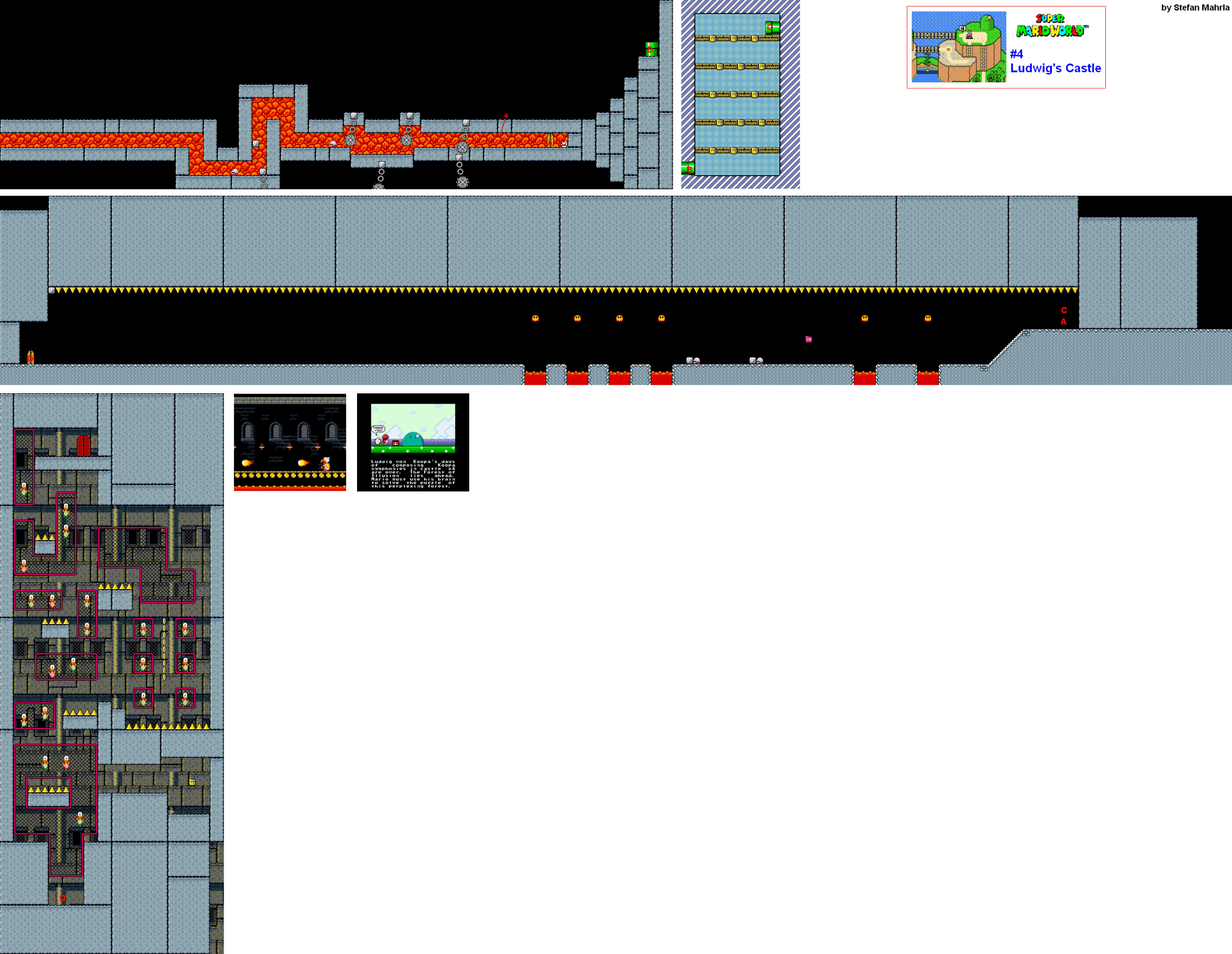 Ludwig's Castle level map — Super Mario World (SNES)