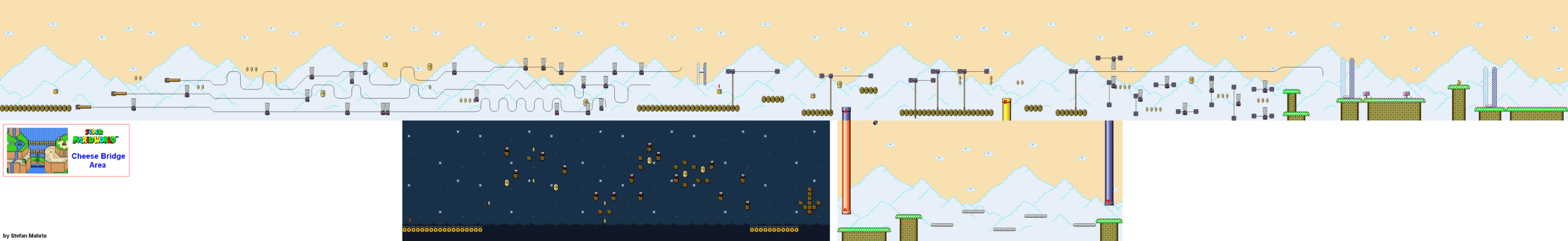 Cheese Bridge Area level map — Super Mario World (SNES)