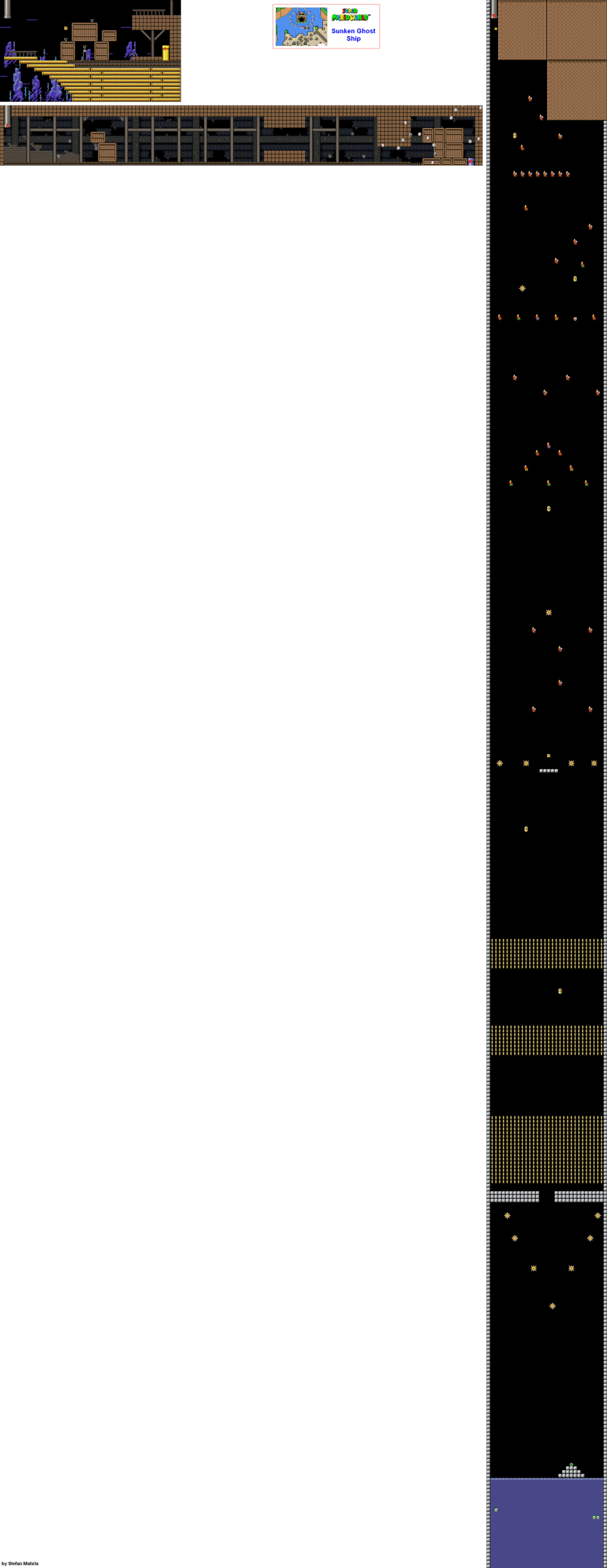 Sunken Ghost Ship level map — Super Mario World (SNES)