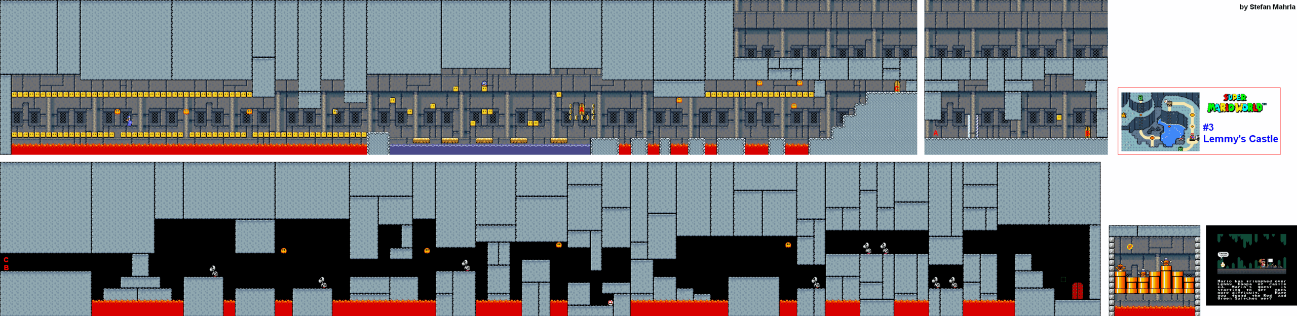 Lemmy's Castle level map — Super Mario World (SNES)