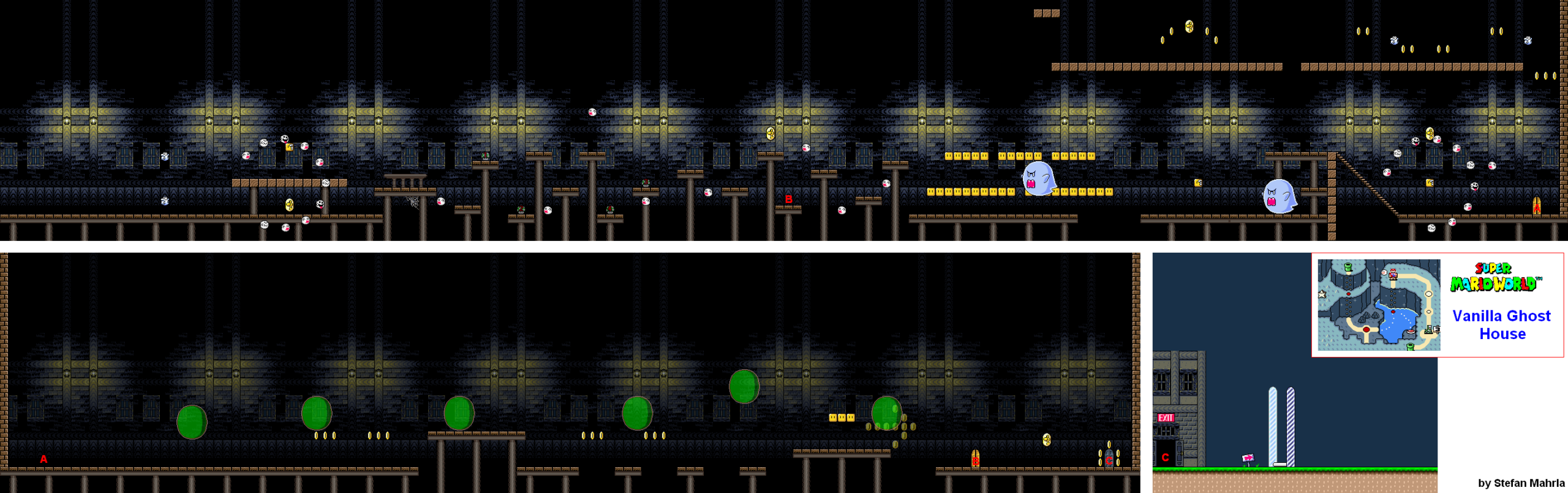 Vanilla Ghost House level map — Super Mario World (SNES)