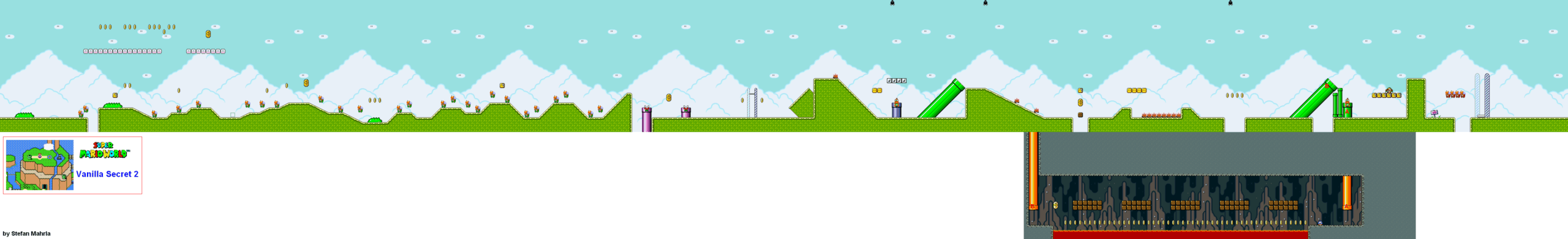 Vanilla Secret 2 level map — Super Mario World (SNES)