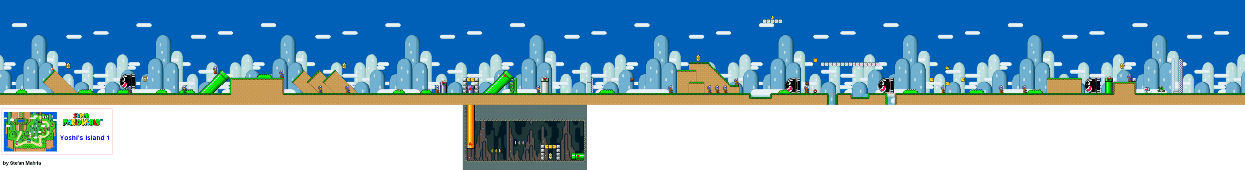 Yoshi's Island 1 level map — Super Mario World (SNES)