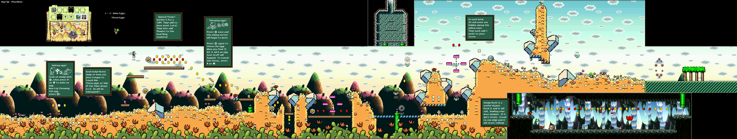 World 1-1 — Make Eggs, Throw Eggs — full SNES stage map