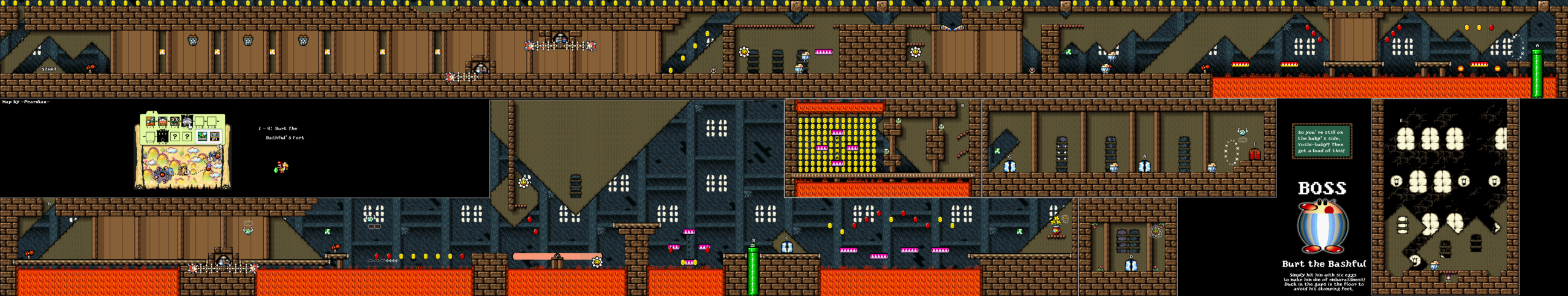 World 1-4 — Burt The Bashful's Fort — full SNES stage map