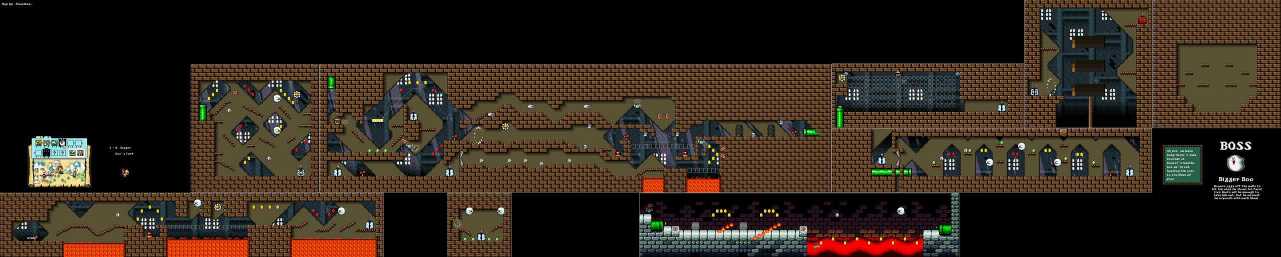 World 2-4 — Bigger Boo's Fort — full SNES stage map