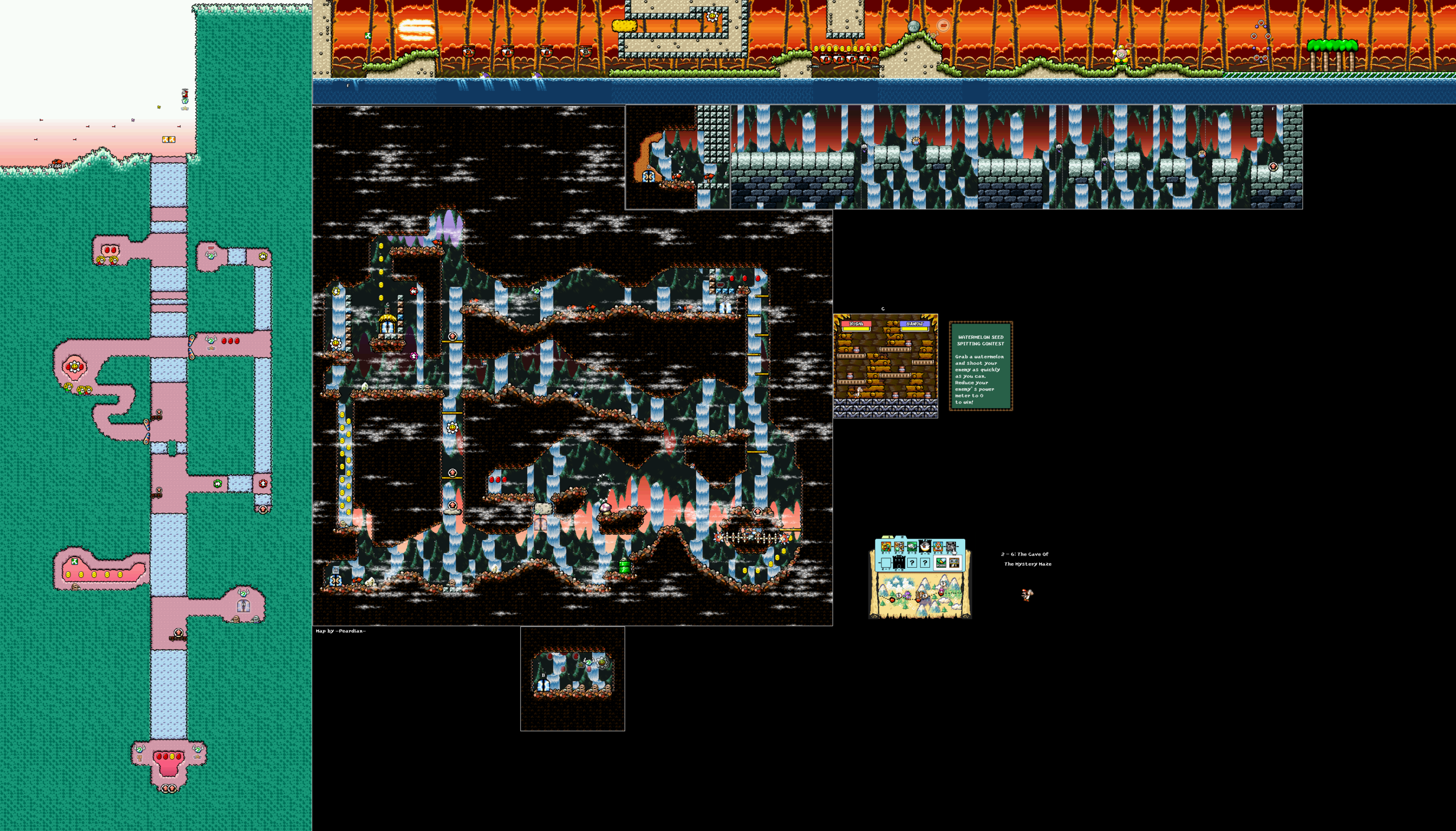 World 2-6 — The Cave Of The Mystery Maze — full SNES stage map