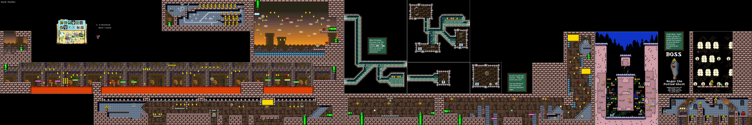 World 2-8 — The Potted Ghost's Castle — full SNES stage map
