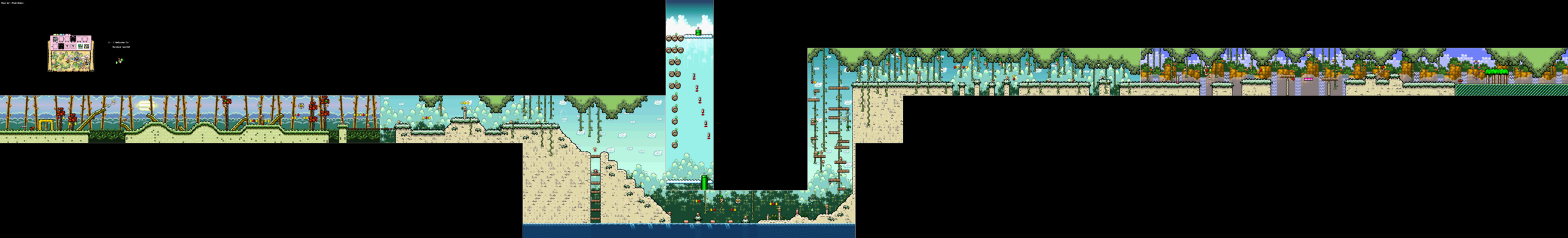 World 3-1 — Welcome To Monkey World! — full SNES stage map