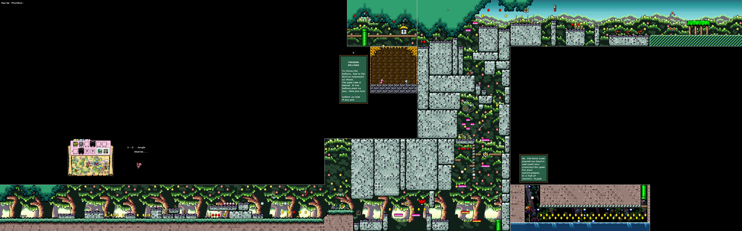 World 3-2 — Jungle Rhythm... — full SNES stage map