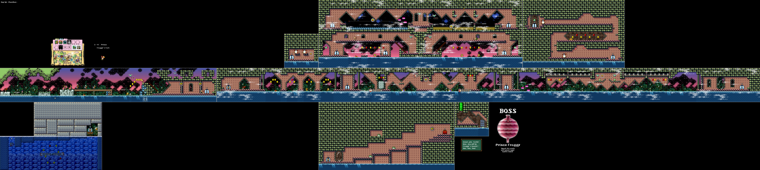 World 3-4 — Prince Froggy's Fort — full SNES stage map