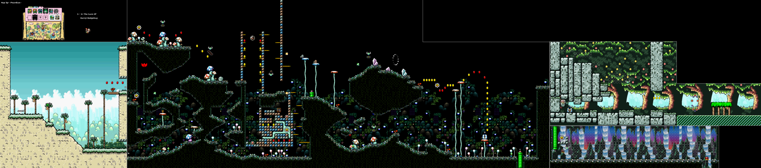 World 3-6 — The Cave Of Harry Hedgehog — full SNES stage map