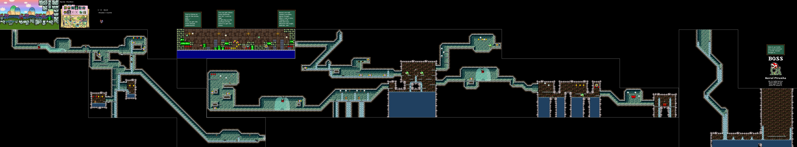 World 3-8 — Naval Piranha's Castle — full SNES stage map