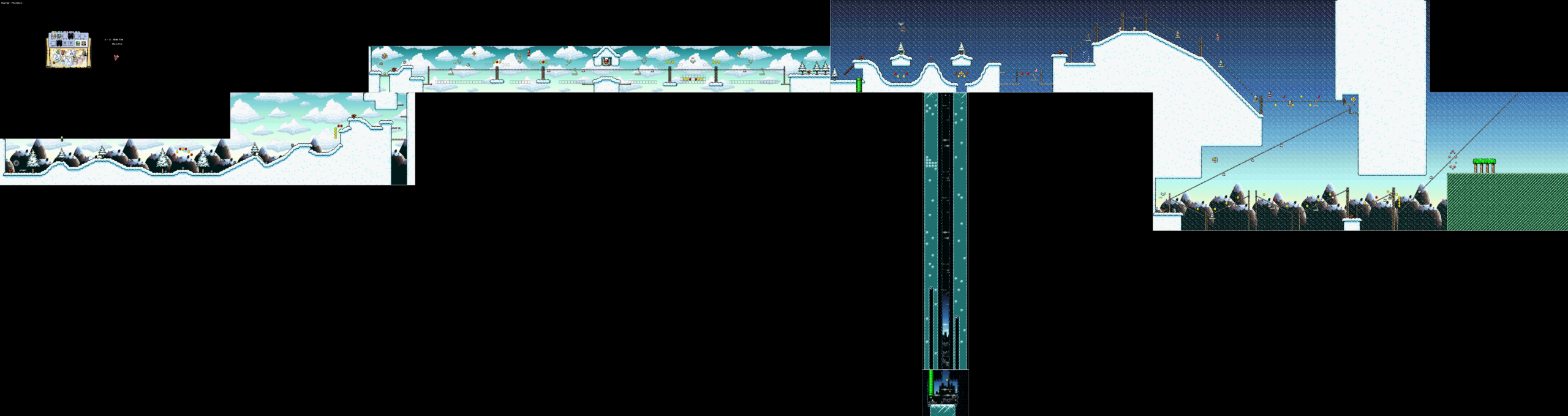 World 5-2 — Ride The Ski Lifts — full SNES stage map