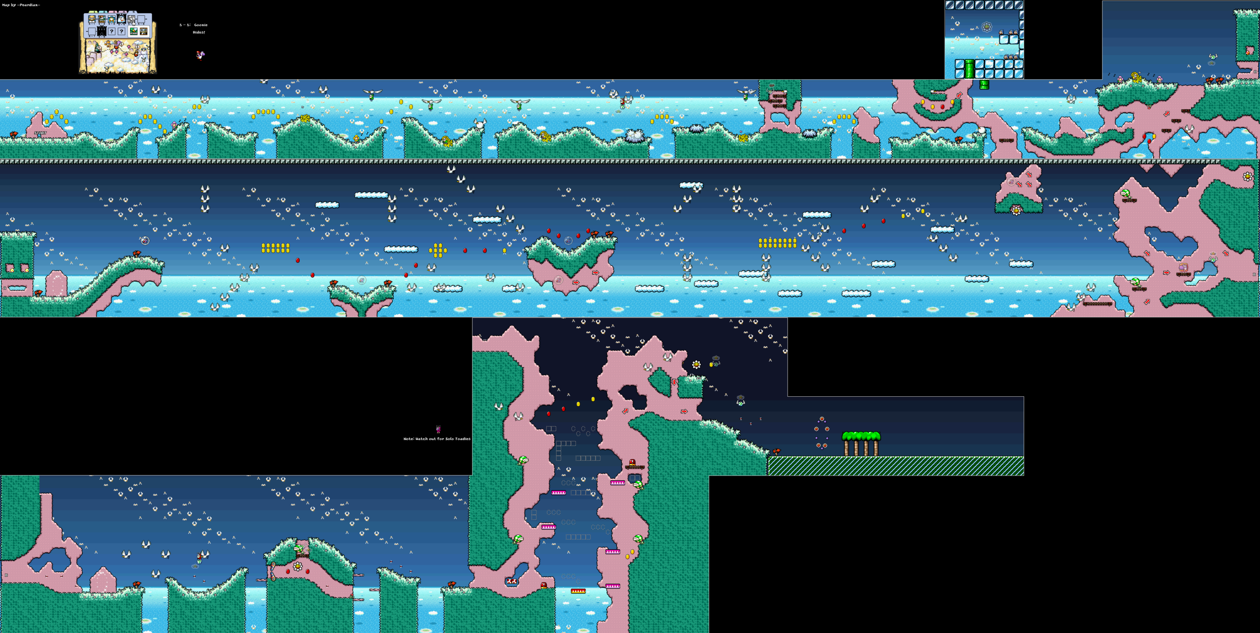 World 5-5 — Goonie Rides! — full SNES stage map