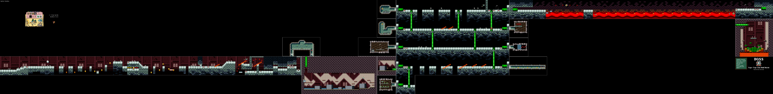 World 6-4 — Tap-Tap The Red Nose's Fort — full SNES stage map