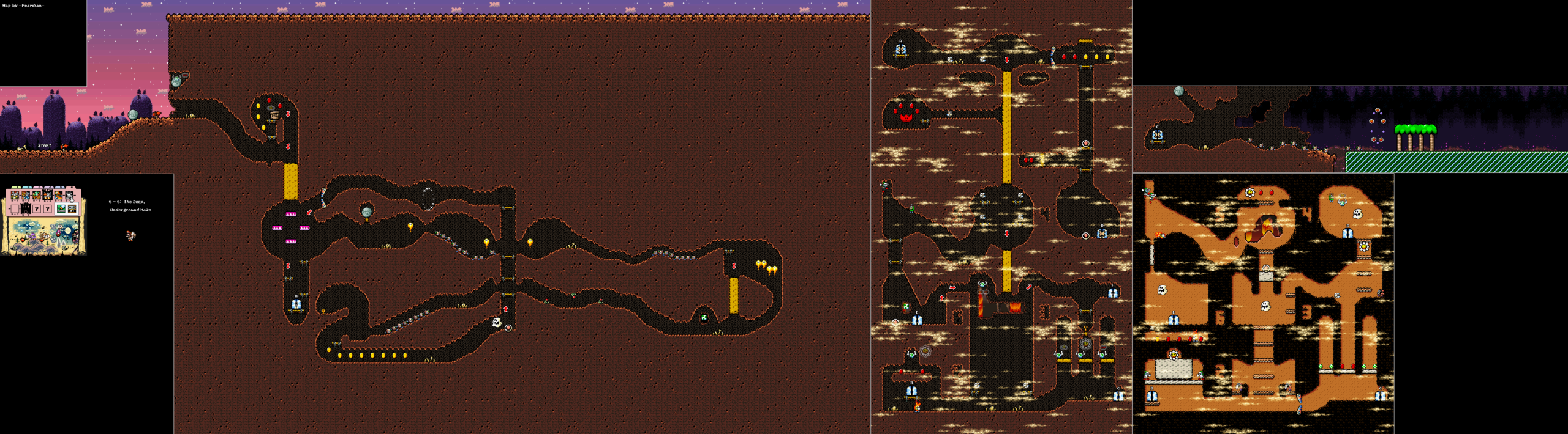 World 6-6 — The Deep, Underground Maze — full SNES stage map